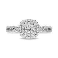 Enchanted Disney Fine Jewelry 14K White Gold and Rose Gold with 3/4 CTTW Diamond Castle Majestic Princess Engagement Ring