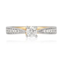Enchanted Disney Fine Jewelry 14K White Gold and Yellow Gold 1/2 CTTW Tinker Bell Engagement Ring