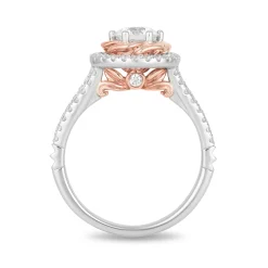 Enchanted Disney Fine Jewelry 14K White Gold and Rose Gold with 1 CTTW Belle Engagement Ring
