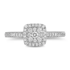 Enchanted Disney Fine Jewelry 14K White Gold and Rose Gold with 1/2 CTTW Diamond Belle Engagement Ring