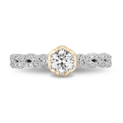 Enchanted Disney Fine Jewelry 14K White Gold and Yellow Gold with 9/10 CTTW Diamond Belle Engagement Ring
