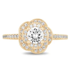 Enchanted Disney Fine Jewelry 14K Yellow Gold with 1 CTTW Diamond Belle Rose Bridal Ring