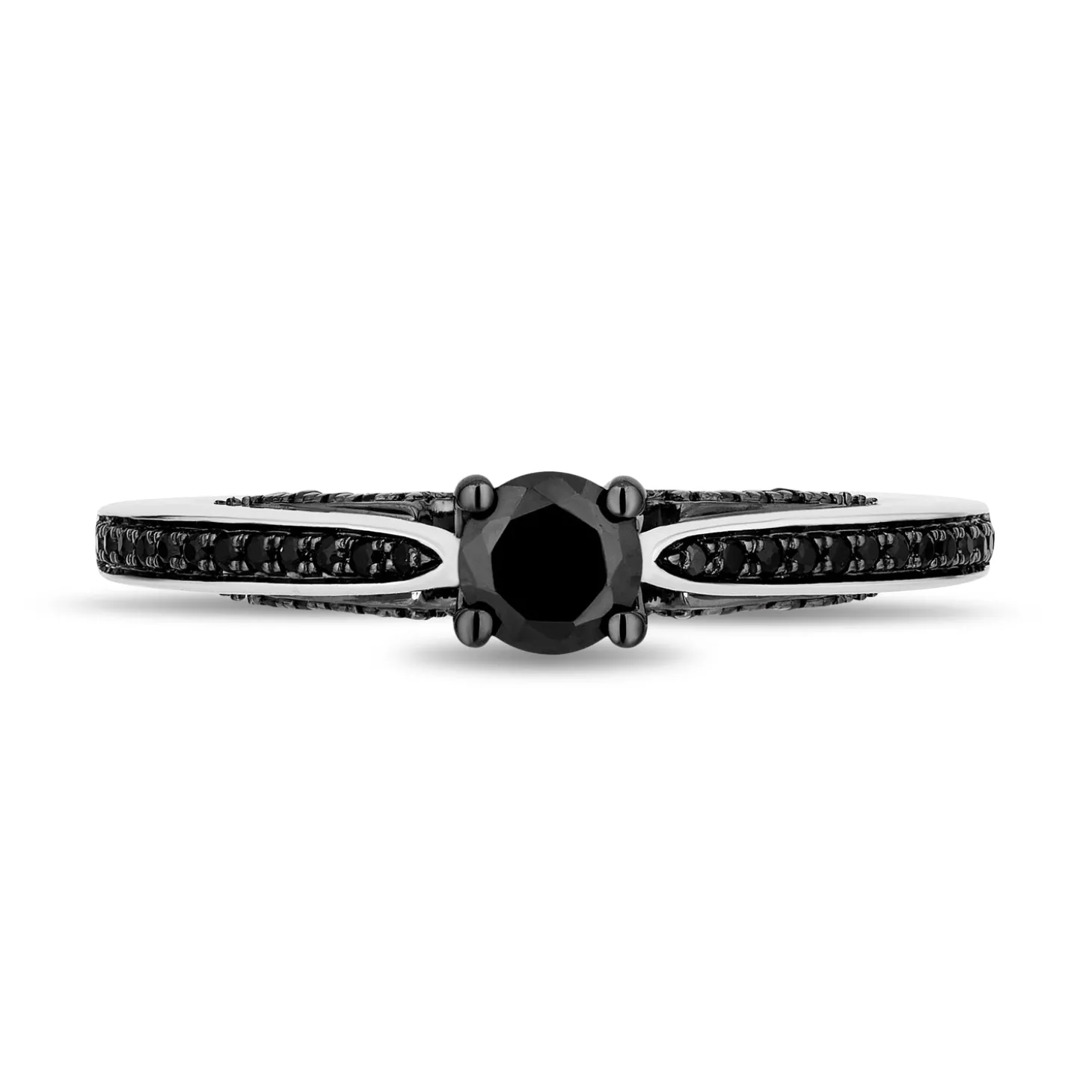 Enchanted Disney Fine Jewelry 14K White Gold with 5/8 CTTW Black Diamonds Maleficent Engagement Ring