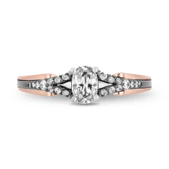 Enchanted Disney Fine Jewelry 14K White Gold and Rose Gold with Black Rhodium Ursula Engagement ring with 1/2 CT Oval Center and 3/4 CTTW Diamonds