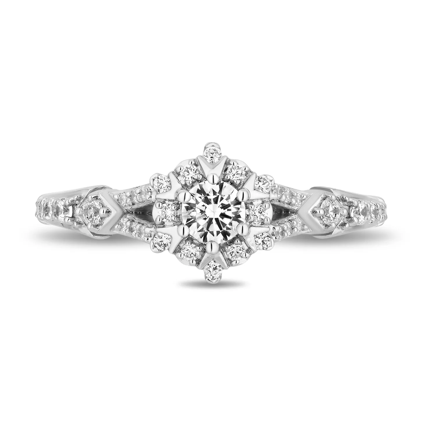 Enchanted Disney Fine Jewelry 10K White Gold with 5/8 CTTW Diamonds Elsa Engagement Ring