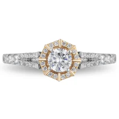 Enchanted Disney Fine Jewelry 14K White Gold and Yellow Gold 3/4 CTTW Mulan Engagement Ring