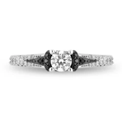 Enchanted Disney Fine Jewelry 14K White Gold with Black Rhodium Maleficent Engagement Ring with 1/2 CT Diamond Center Stone and 3/4 CTTW Diamonds