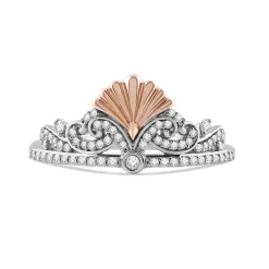 Enchanted Disney Fine Jewelry Sterling Silver and 14K Rose Gold with 1/5 CTTW Diamonds Ariel Ring