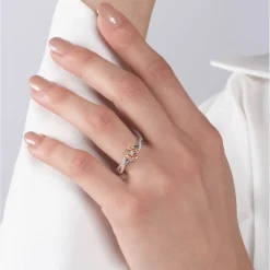 Enchanted Disney Fine Jewelry Sterling Silver and 10K Rose Gold 1/5 CTTW Belle Rose Ring