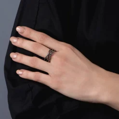 Enchanted Disney Fine Jewelry Black Rhodium over Sterling Silver 1/5 CTTW Maleficent Creeper Ring