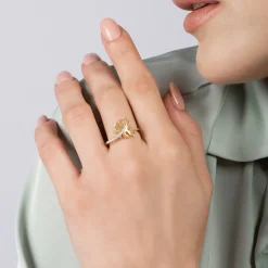 Enchanted Disney Fine Jewelry 14K Yellow Gold over Sterling Silver 1/10 CTTW Moana Ring