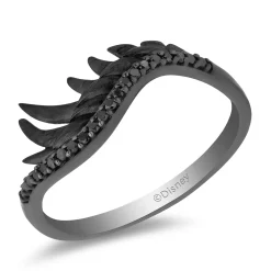 Enchanted Disney Fine Jewelry Sterling Silver with Black Rhodium 1/8 CTTW Maleficent Wings Ring