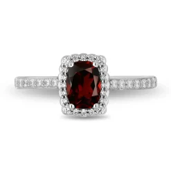Enchanted Disney Fine Jewelry 14K White Gold and Rose Gold with 1/3 CTTW Diamonds and Garnet Snow White Engagement Ring