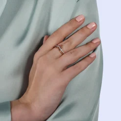 Enchanted Disney Fine Jewelry Sterling Silver and 10K Rose Gold 1/10 CTTW Majestic Princess Ring
