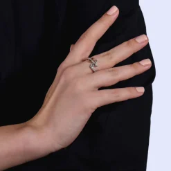 Enchanted Disney Fine Jewelry Sterling Silver and 10k Rose Gold with 1/10 CTTW Evil Queen Dagger with Heart Ring