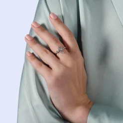 Enchanted Disney Fine Jewelry Sterling Silver with 1/10 CTTW Diamonds Frozen 2 Elsa Fashion Ring