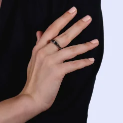 Enchanted Disney Fine Jewelry Sterling Silver with Black Rhodium 1/5 CTTW Maleficent Horn Ring
