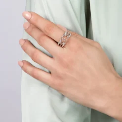 Enchanted Disney Fine Jewelry 14K White Gold and Rose Gold 1/4 CTTW Belle Fashion Ring