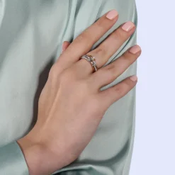 Enchanted Disney Fine Jewelry 10K White Gold and Yellow Gold 1/10 CTTW Mulan Ring