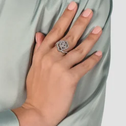Enchanted Disney Fine Jewelry 14K White Gold 5/8 CTTW Belle Rose Ring