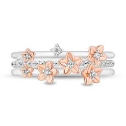 Enchanted Disney Fine Jewelry 14K Rose Gold Over Sterling Silver and 1/6 CTTW Diamonds Rapunzel Magical Flower Ring