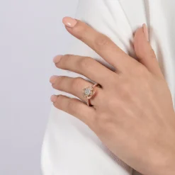 Enchanted Disney Fine Jewelry 10K Rose Gold with 1/2 CTTW Belle Rose Engagement Ring