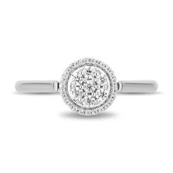 Enchanted Disney Fine Jewelry Sterling Silver and 10K Yellow Gold with 1/4 CTTW Diamonds Jasmine Ring