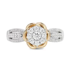 Enchanted Disney Fine Jewelry 14K Yellow Gold and White Gold with 1/2 CTTW Diamond Belle Composite Engagement Ring