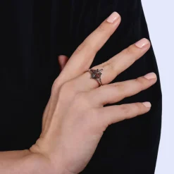 Enchanted Disney Fine Jewelry Black Rhodium over Sterling Silver With Black Diamond Accent and Garnet Evil Queen Dagger Ring