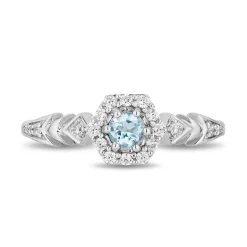 Enchanted Disney Fine Jewelry Sterling Silver with 1/5 CTTW Diamonds and Sky Blue Topaz Elsa Ring