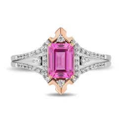 Enchanted Disney Fine Jewelry 14K Rose Gold Over Sterling Silver with 1/5 CTTW Diamonds Aurora Ring
