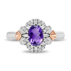 Enchanted Disney Fine Jewelry 14K Rose Gold Over Sterling Silver with 1/5 CTTW Diamond Ariel Ring