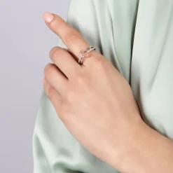 Enchanted Disney Fine Jewelry 14K Rose Gold over Sterling Silver 1/10 CTTW Belle Rose Fashion Ring