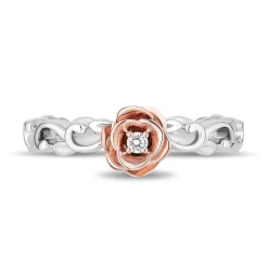 Enchanted Disney Fine Jewelry 14K Rose Gold Over Sterling Silver with Accent Diamonds Belle Ring