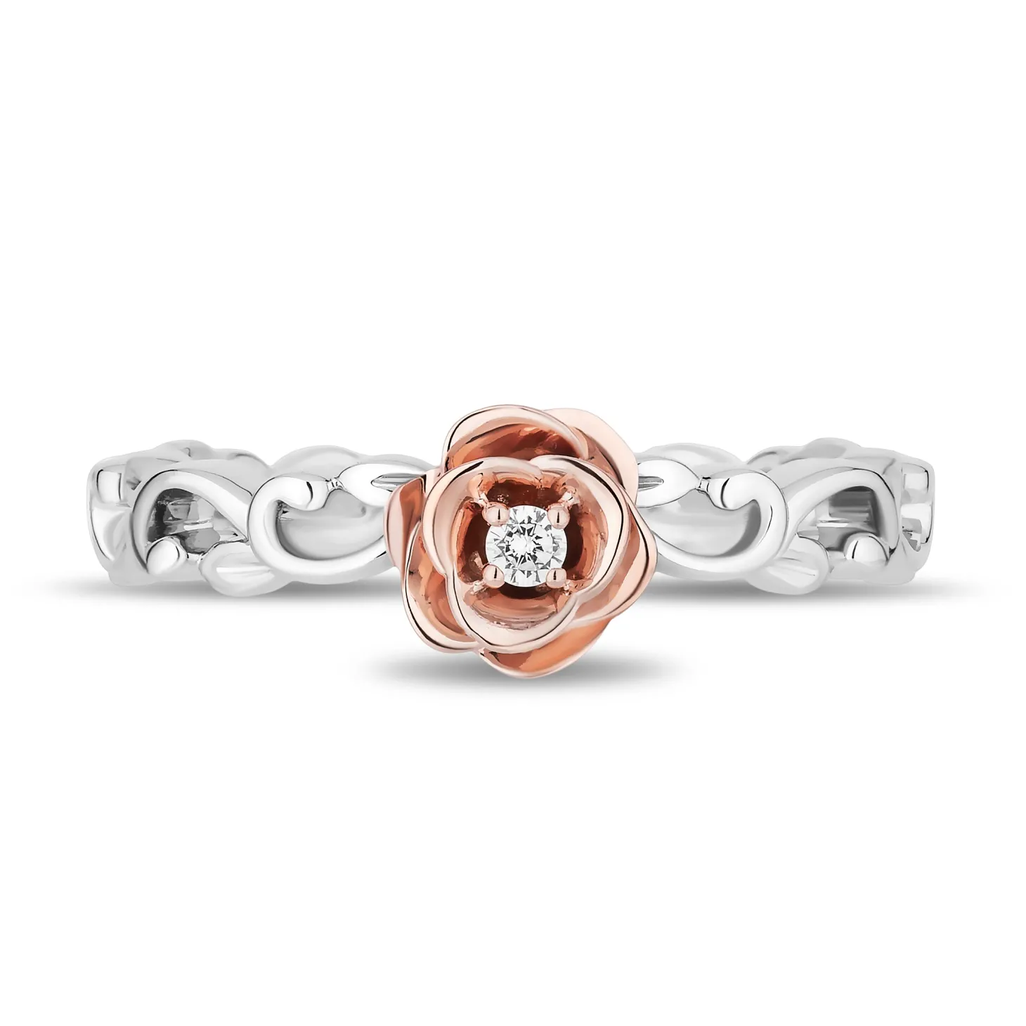 Enchanted Disney Fine Jewelry 14K Rose Gold Over Sterling Silver with Accent Diamonds Belle Ring