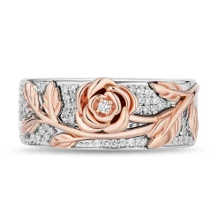 Enchanted Disney Fine Jewelry 14K Rose Gold Over Sterling Silver with 1/6 CTTW Diamonds Belle Ring