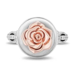 Enchanted Disney Fine Jewelry Sterling Silver and 10K Rose Gold with 1/10 CTTW Diamonds Belle Ring