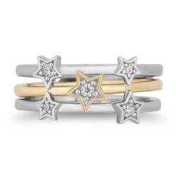 Enchanted Disney Fine Jewelry Sterling Silver and 10K Yellow Gold with 1/10 CTTW Diamonds Tinker Bell Ring