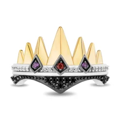 Enchanted Disney Fine Jewelry Black Rhodium and 14K Yellow Gold Over Sterling Silver with 1/6 CTTW Diamonds Evil Queen Ring