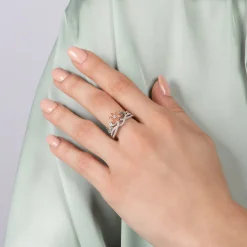 Enchanted Disney Fine Jewelry 14K Rose Gold Over Sterling Silver with 1/5 CTTW Diamond Rapunzel Fashion Ring
