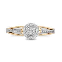 Enchanted Disney Fine Jewelry Sterling Silver and 10K Yellow Gold with 1/5 CTTW Diamonds Tinker Bell Ring