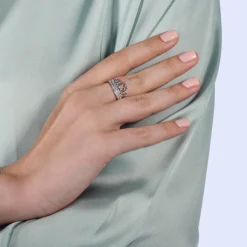 Enchanted Disney Fine Jewelry Sterling Silver and 10K Rose Gold 1/10 CTTW Rapunzel Tiara Ring