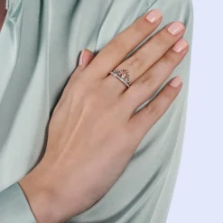 Enchanted Disney Fine Jewelry Sterling Silver and 10k Rose Gold 1/10 CTTW Ariel Shell Tiara Ring
