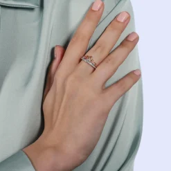 Enchanted Disney Fine Jewelry Sterling Silver and 10K Rose Gold 1/5 CTTW Majestic Princess Tiara Ring