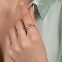 Enchanted Disney Fine Jewelry 14K Rose Gold Over Sterling Silver with 1/10 CTTW Diamond Snow White Ring