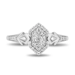 Enchanted Disney Fine Jewelry 14K White Gold with  1/3 CTTW Diamonds Elsa Engagement Ring