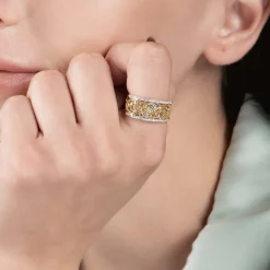 Enchanted Disney Fine Jewelry 14K Yellow Gold over Sterling Silver with 1/5 CTTW Diamond Belle Fashion Ring