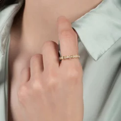 Enchanted Disney Fine Jewelry 14K Yellow Gold with 1/4 CTTW Diamond Snow White Anniversary Band Ring