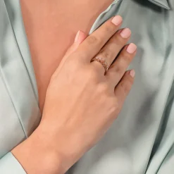 Enchanted Disney Fine Jewelry Sterling Silver and 10K Rose Gold 1/8 CTTW Disney Majestic Princess Ring