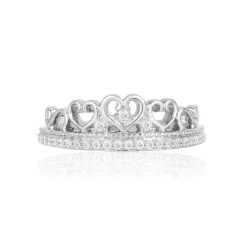 Enchanted Disney Fine Jewelry Sterling Silver with 1/5 CTTW Diamonds Majestic Princess Crown Ring